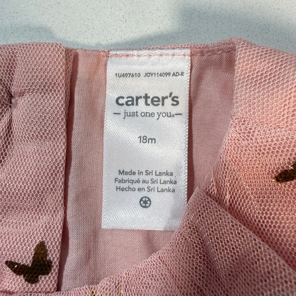 Carter's Tutu Dress Kids 18m Pink New Butterfly Tulle Tiered 2pc Set